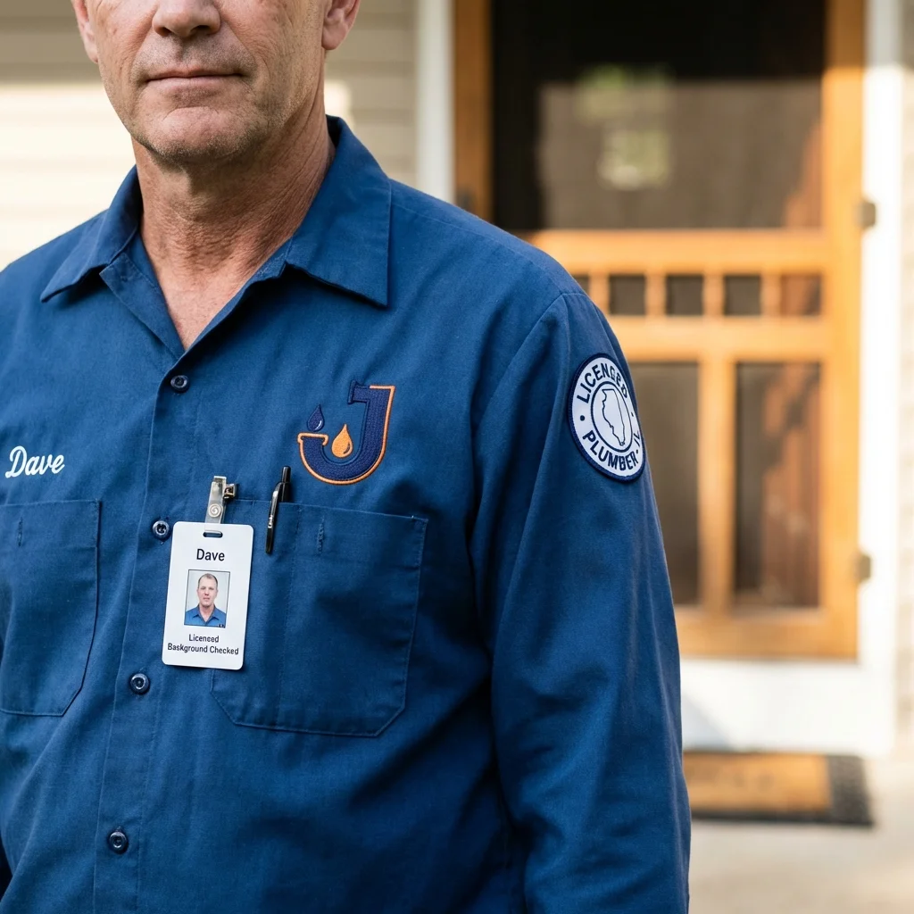Licensed plumber showing ID badge in Hardinsburg, KY