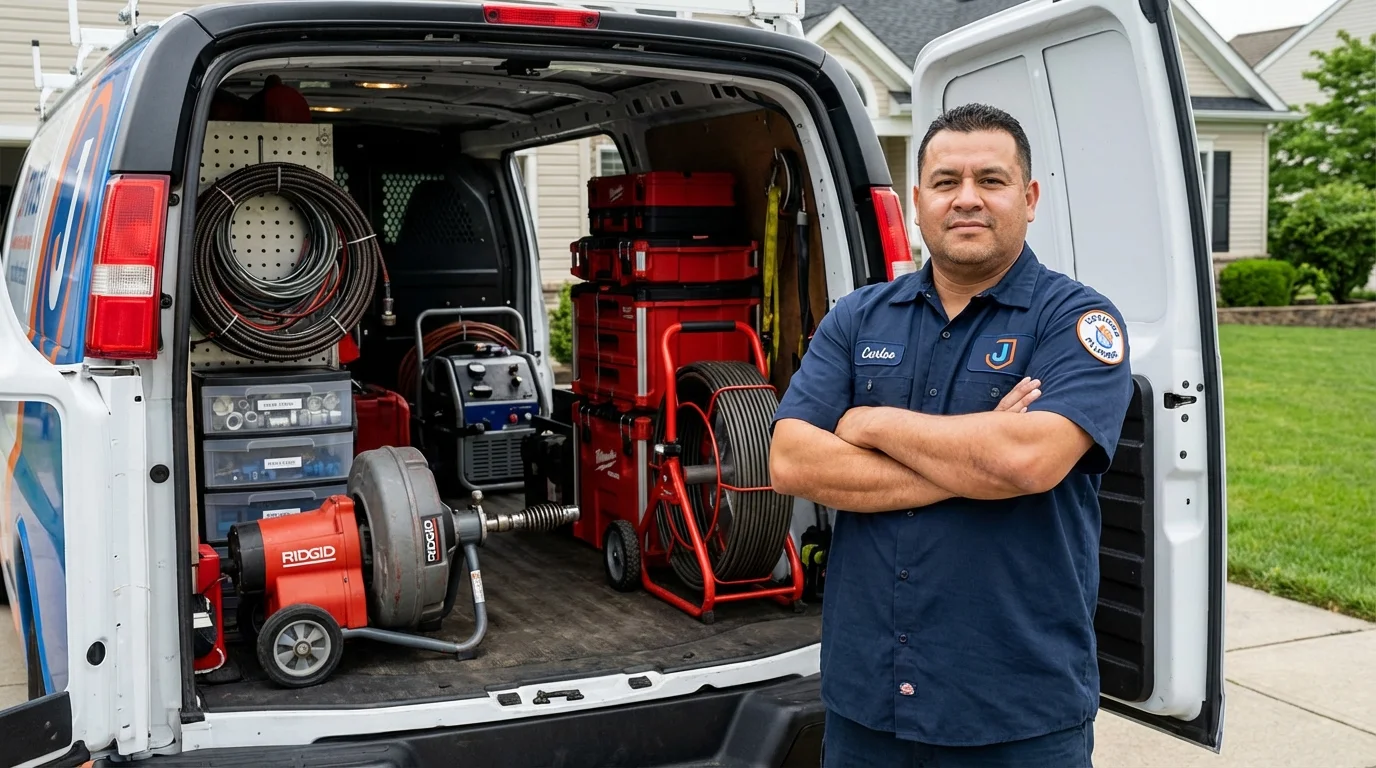 Professional drain cleaning equipment and Johns Plumbing LLC plumber in Hardinsburg