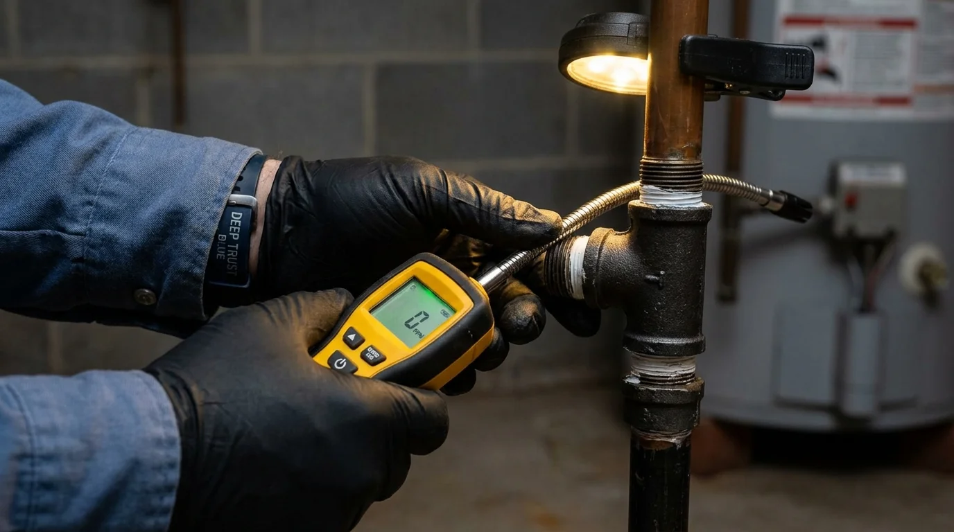 Gas leak detection with electronic sniffer by Johns Plumbing LLC in Hardinsburg