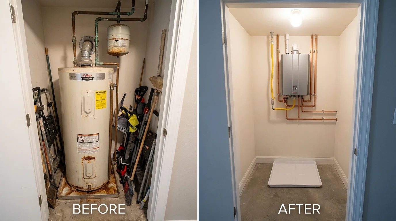 Tank water heater versus wall-mounted tankless unit comparison for Hardinsburg, KY homeowners